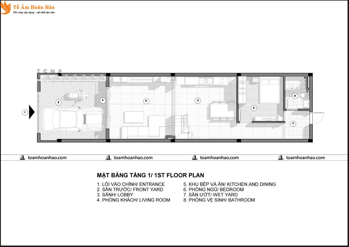 Chi phí xây nhà phố 1 trệt 2 lầu 5m x 20m - hình ảnh minh họa 3