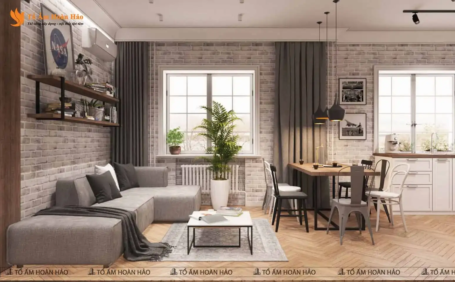 NGẮM NHÌN THIẾT KẾ NỘI THẤT CĂN HỘ 95M2, 1PN – PHONG CÁCH RUSTIC MỘC MẠC, TỰ NHIÊN