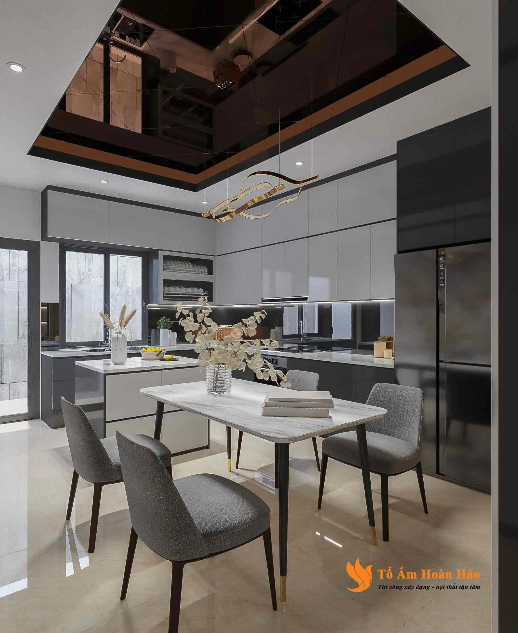 Bàn ăn nhỏ gọn, xinh xắn dành cho 4 thành viên