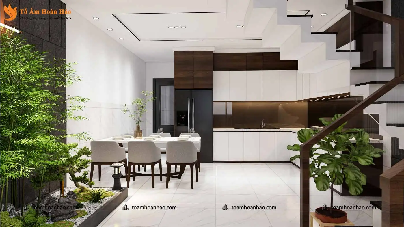 Không gian bếp rộng rãi cho bà nội trợ thoải mái trổ tài nấu nướng