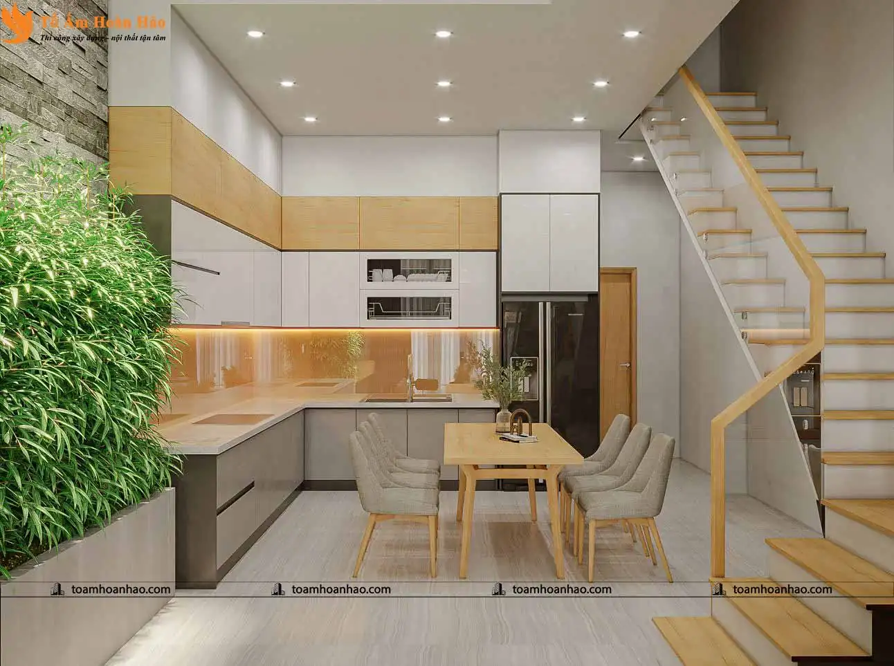 Mẫu bếp không quá cầu kỳ nhưng tiện nghi với hộc tủ đa chức năng