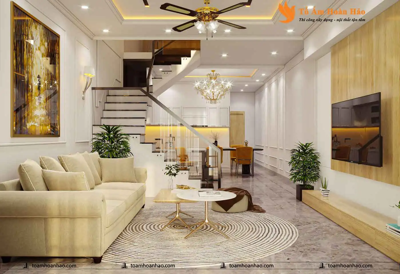 Thiết kế nội thất phòng khách nhà phố hiện đại