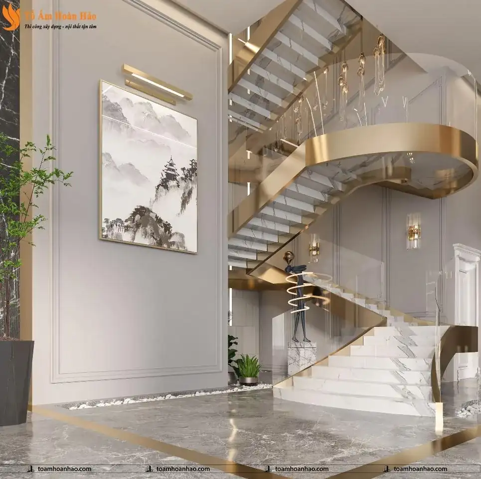 Mẫu cầu thang đẹp mang phong cách hiện đại