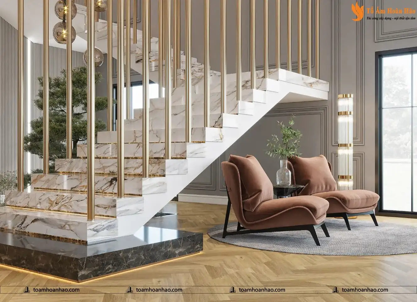 Mẫu cầu thang đẹp mang phong cách hiện đại