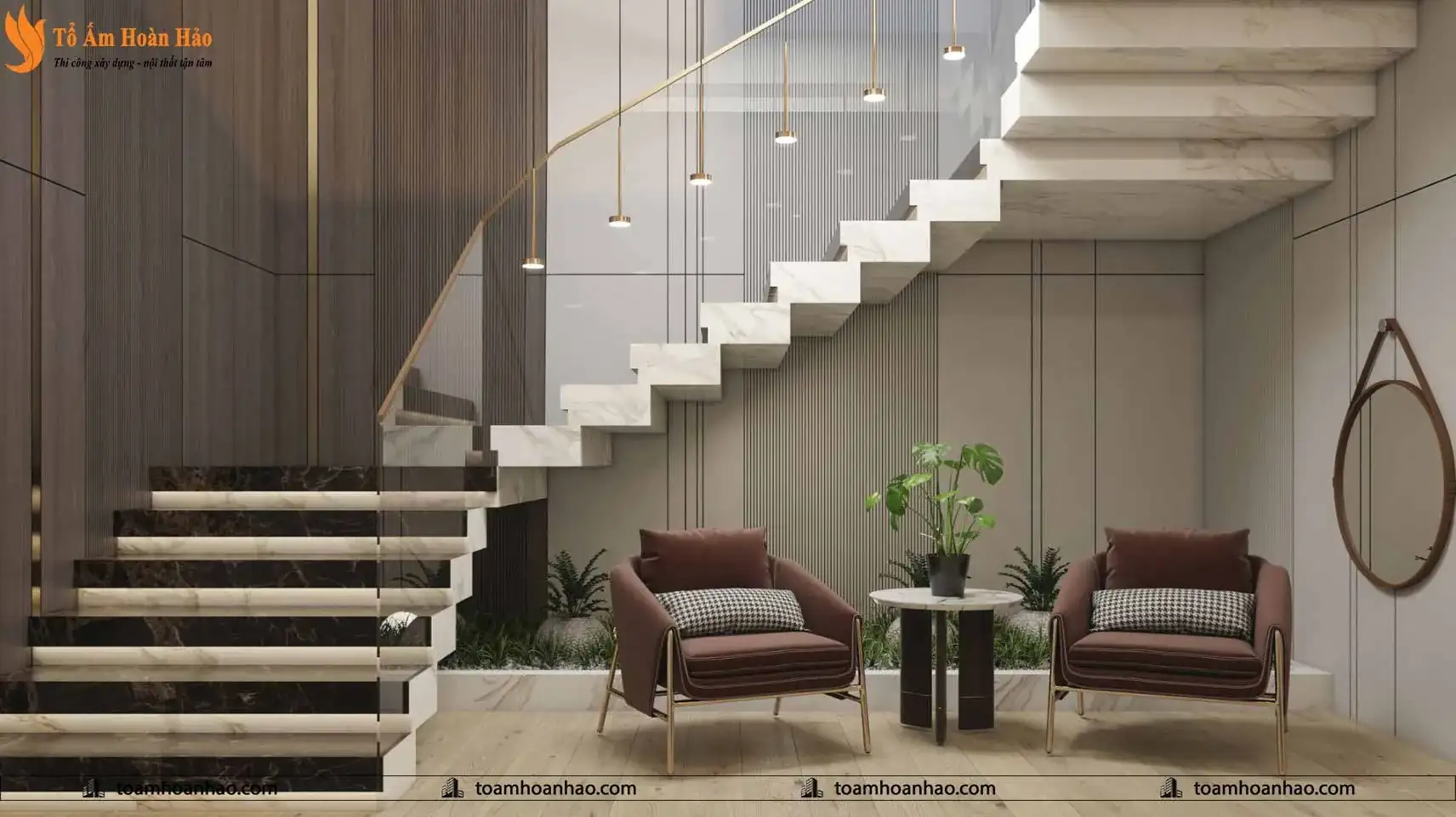 Mẫu cầu thang đẹp mang phong cách hiện đại