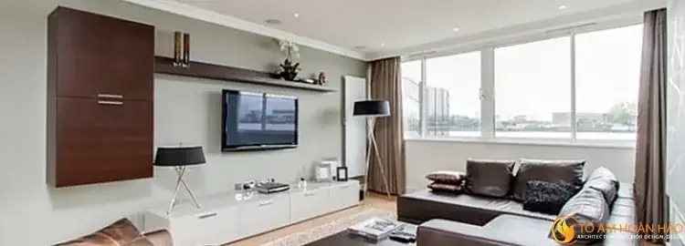 Chọn kệ tivi chuẩn không cần chỉnh khi thiết kế và thi công nội thất chung cư