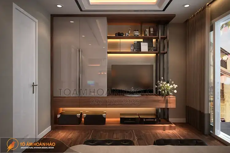 Kệ tivi kiêm tủ quần áo giúp tiết kiệm diện tích không gian