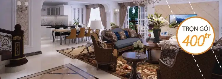 Gói nội thất hoàn thiện 400 triệu đồng – không gian đẳng cấp, giá cả phải chăng