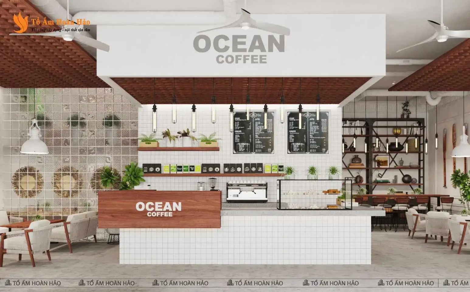 OCEAN COFFEE – THIẾT KẾ QUÁN CÀ PHÊ 170M2 MANG HƠI THỞ BIỂN CẢ VỚI PHONG CÁCH COASTAL