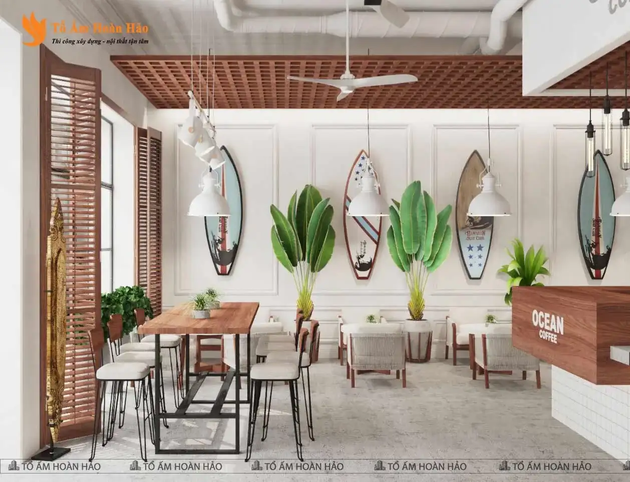 OCEAN COFFEE – THIẾT KẾ QUÁN CÀ PHÊ 170M2 MANG HƠI THỞ BIỂN CẢ VỚI PHONG CÁCH COASTAL