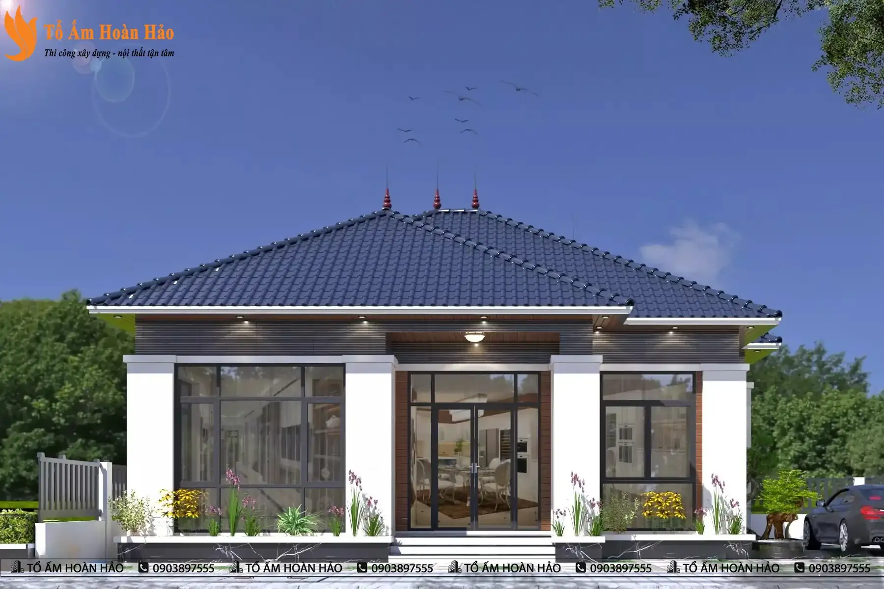 THIẾT KẾ NHÀ VƯỜN ĐẸP – THÀNH PHỐ HỒ CHÍ MINH, 1 TẦNG MÁI NHẬT DIỆN TÍCH 12M X 15M