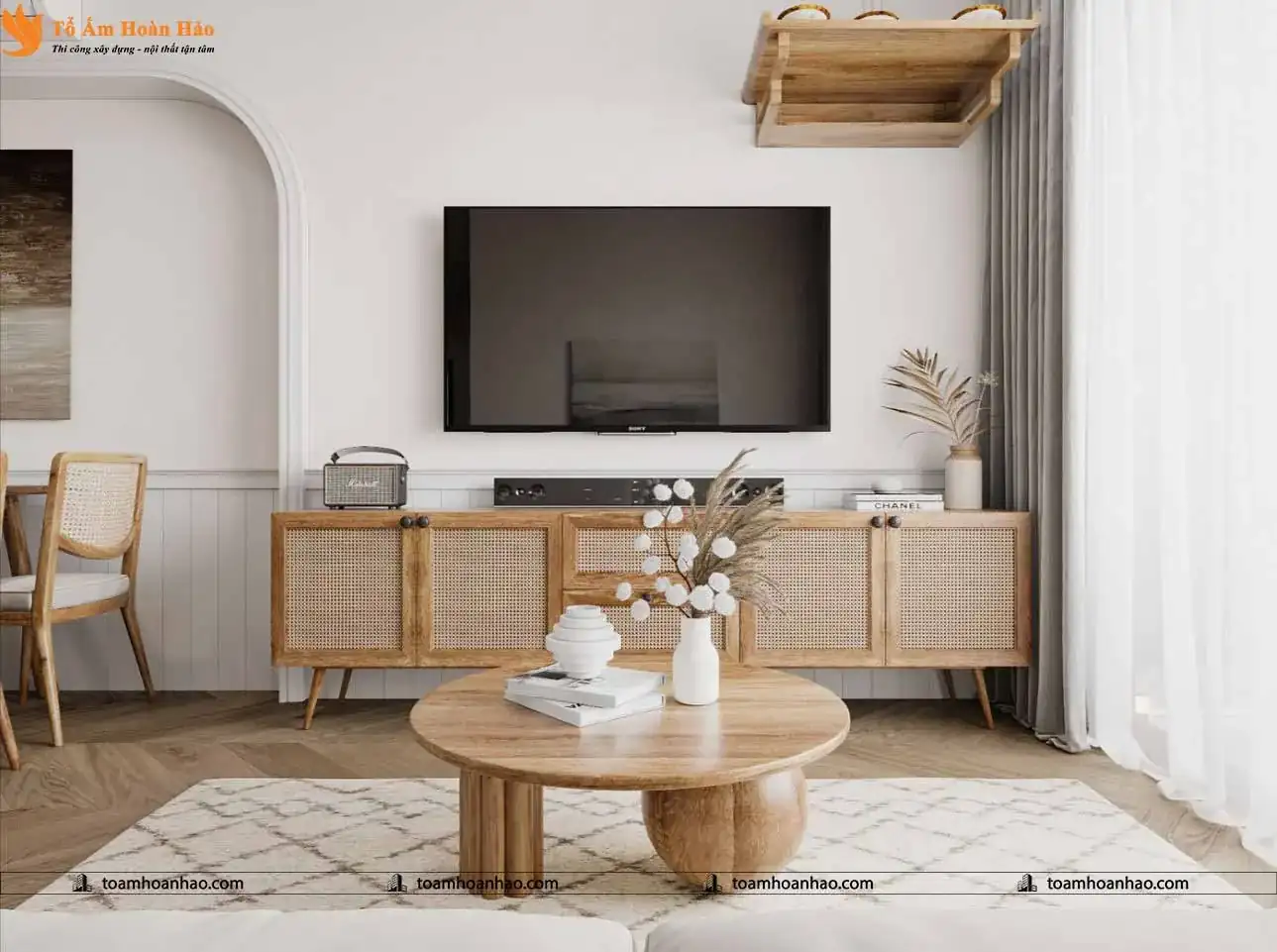 THIẾT KẾ NỘI THẤT CHUNG CƯ 56M2 1PN+1 Vinhomes Grand Park, Thủ Đức Phong cách HIỆN ĐẠI