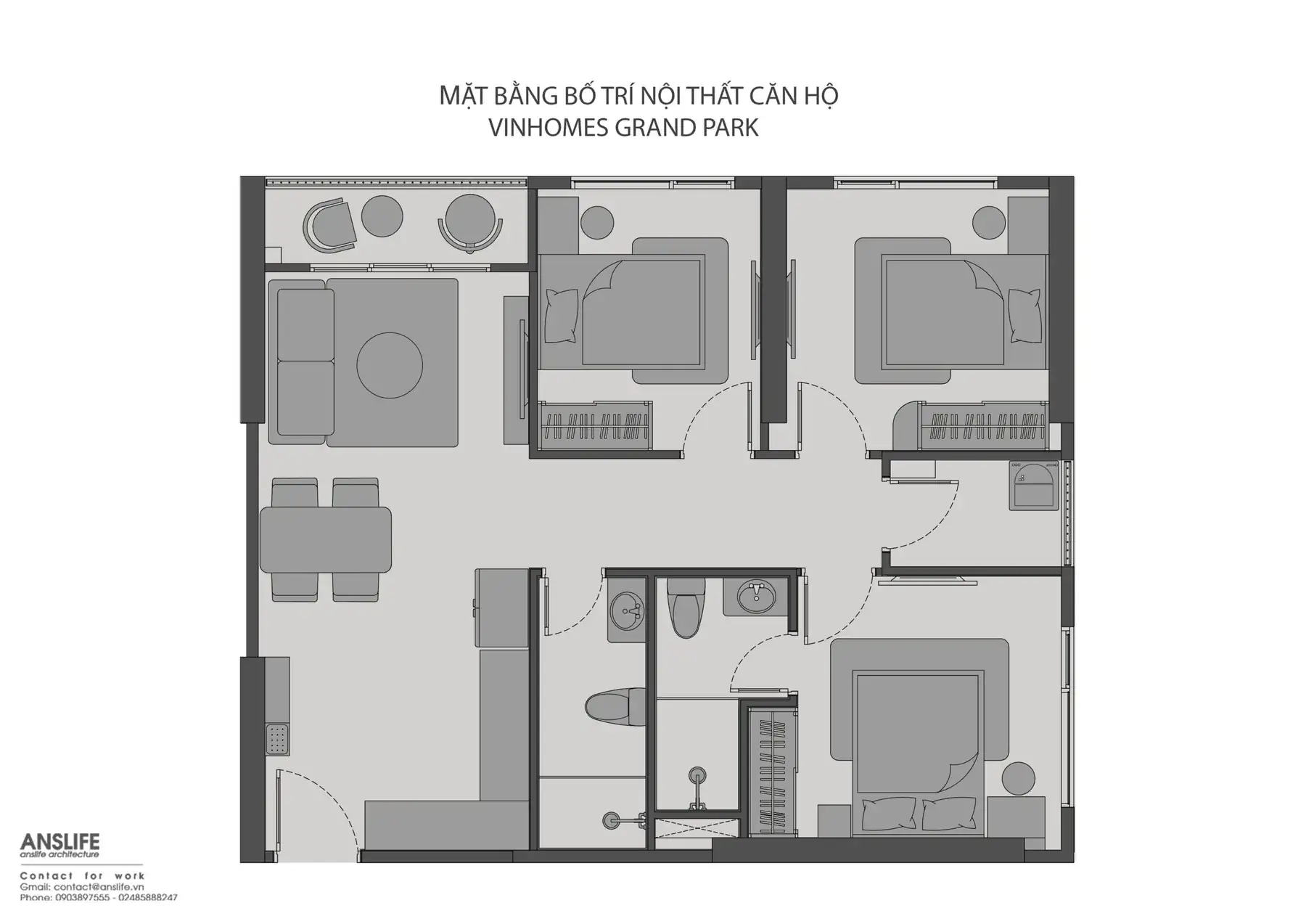 THIẾT KẾ NỘI THẤT CHUNG CƯ VINHOMES GRANDPARK DIỆN TÍCH 82M2 – PHONG CÁCH BÁN CỔ ĐIỂN SANG TRỌNG