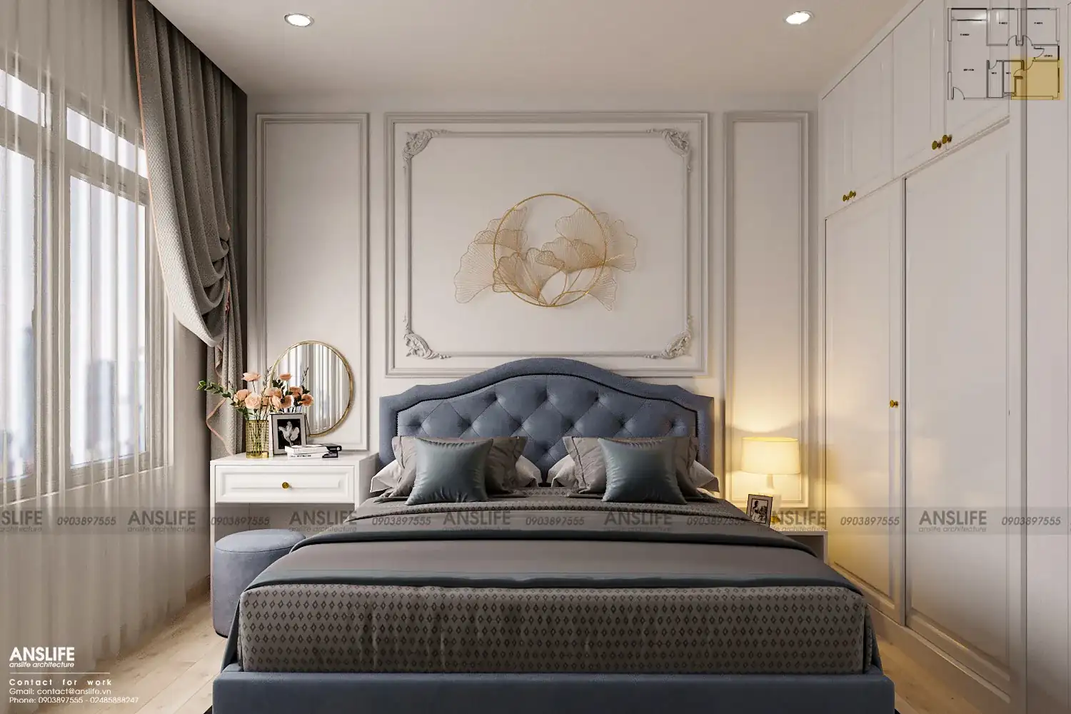 THIẾT KẾ NỘI THẤT CHUNG CƯ VINHOMES GRANDPARK DIỆN TÍCH 82M2 – PHONG CÁCH BÁN CỔ ĐIỂN SANG TRỌNG