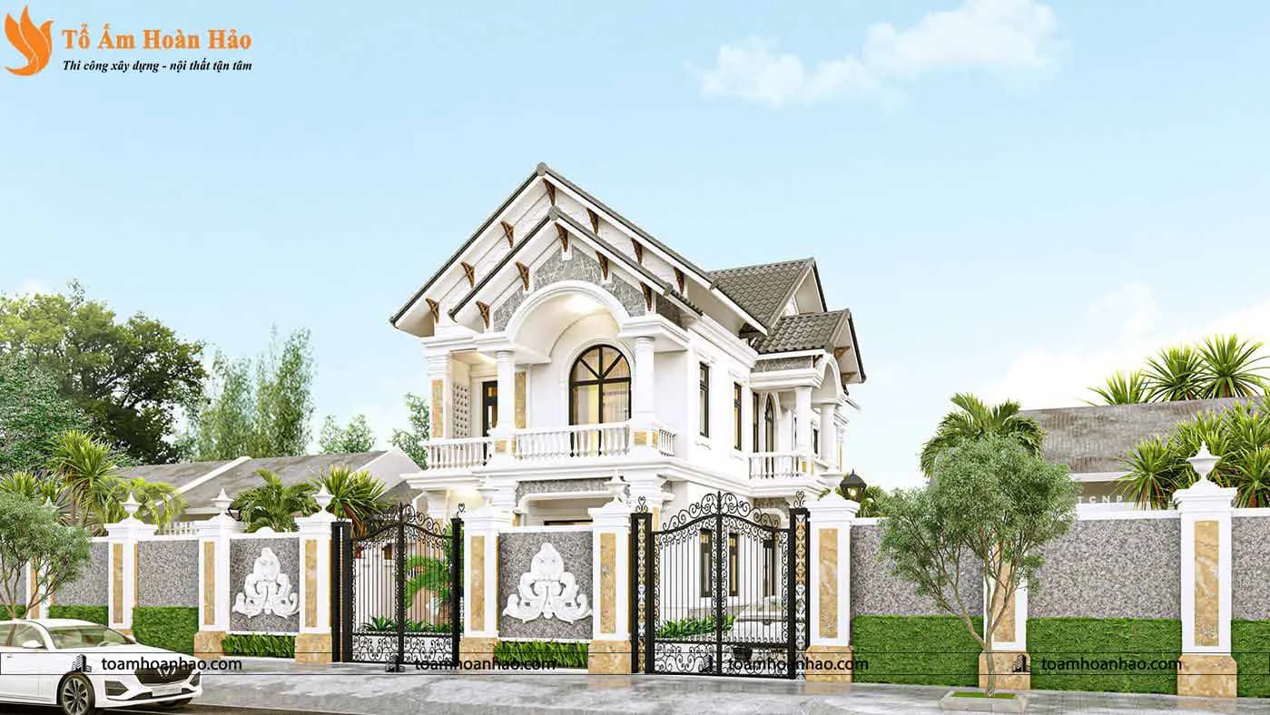 Phối cảnh 03 – THIẾT KẾ KIẾN TRÚC BIỆT THỰ ĐẸP 2 TẦNG MÁI THÁI-TP.HỒ CHÍ MINH,14mX25m XA HOA LỘNG LẪY