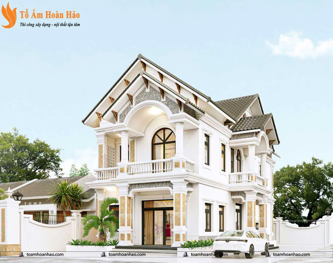 Phối cảnh 04 – THIẾT KẾ KIẾN TRÚC BIỆT THỰ ĐẸP 2 TẦNG MÁI THÁI-TP.HỒ CHÍ MINH,14mX25m XA HOA LỘNG LẪY