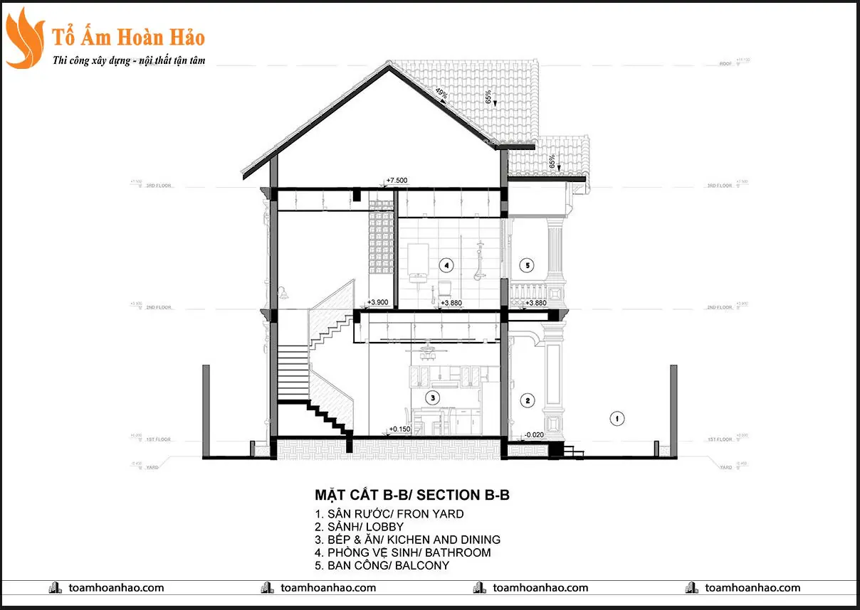 Phối cảnh 08 – THIẾT KẾ KIẾN TRÚC BIỆT THỰ ĐẸP 2 TẦNG MÁI THÁI-TP.HỒ CHÍ MINH,14mX25m XA HOA LỘNG LẪY