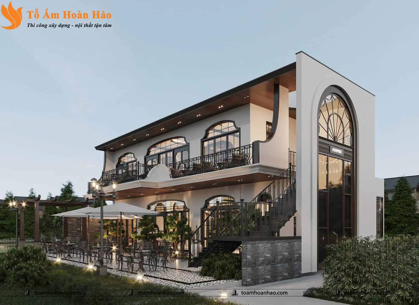 Thiết kế biệt thự đẹp Restaurant & Coffee phong cách Indochine năm 2022