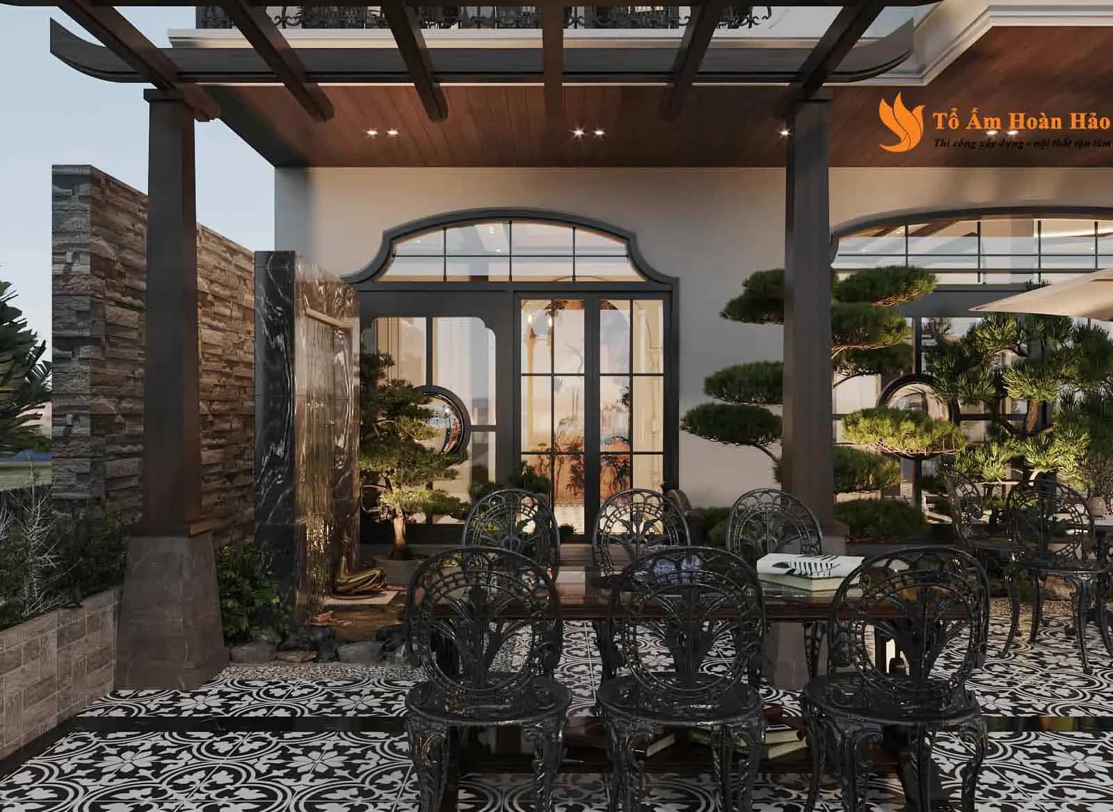 Phối cảnh 06 – Thiết kế biệt thự đẹp Restaurant & Coffee phong cách Indochine năm 2022