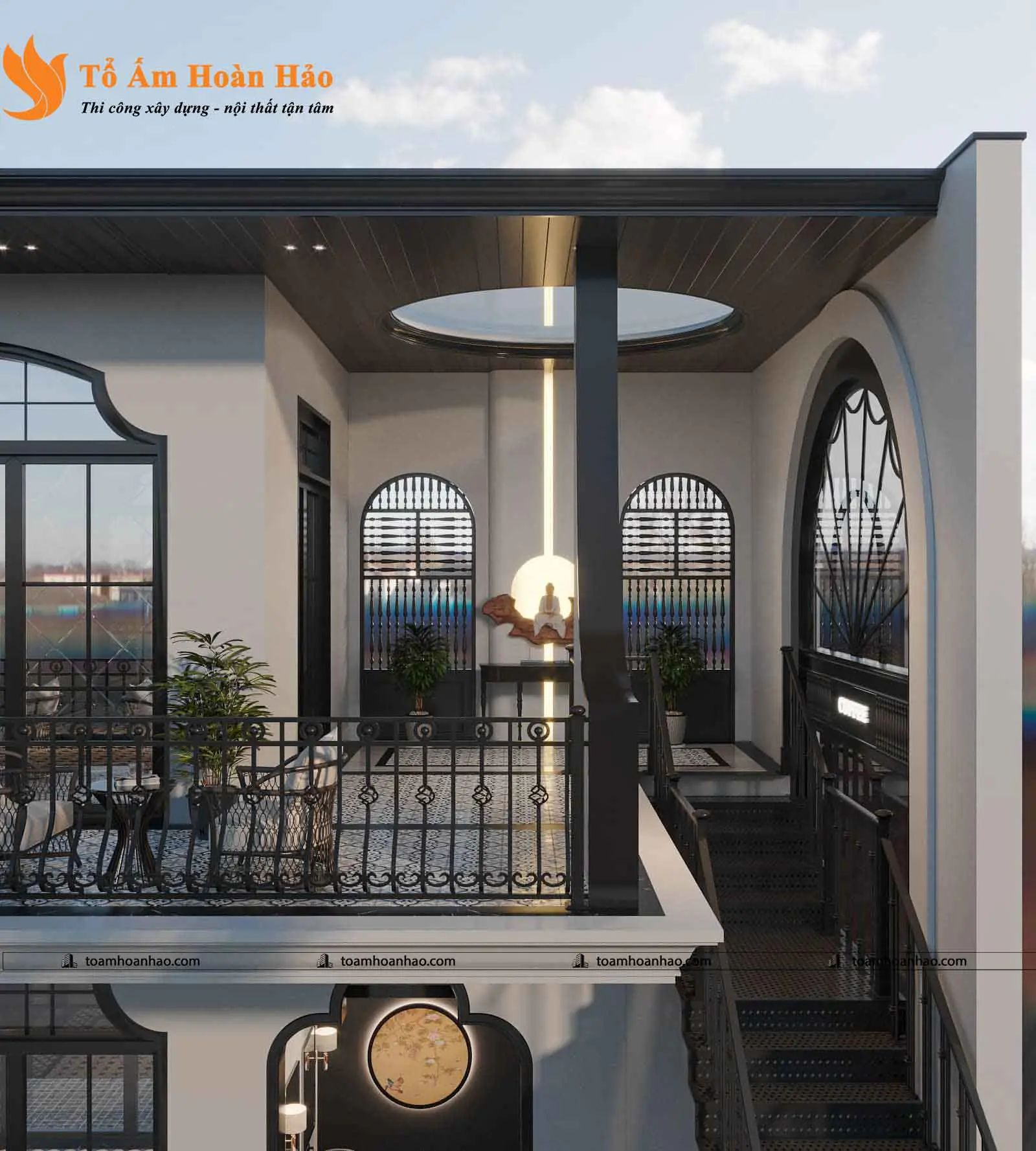 Phối cảnh 09 – Thiết kế biệt thự đẹp Restaurant & Coffee phong cách Indochine năm 2022