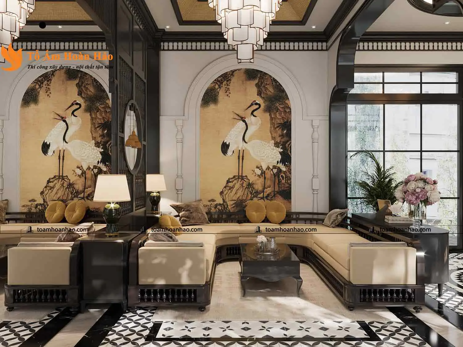 Phối cảnh 11 – Thiết kế biệt thự đẹp Restaurant & Coffee phong cách Indochine năm 2022