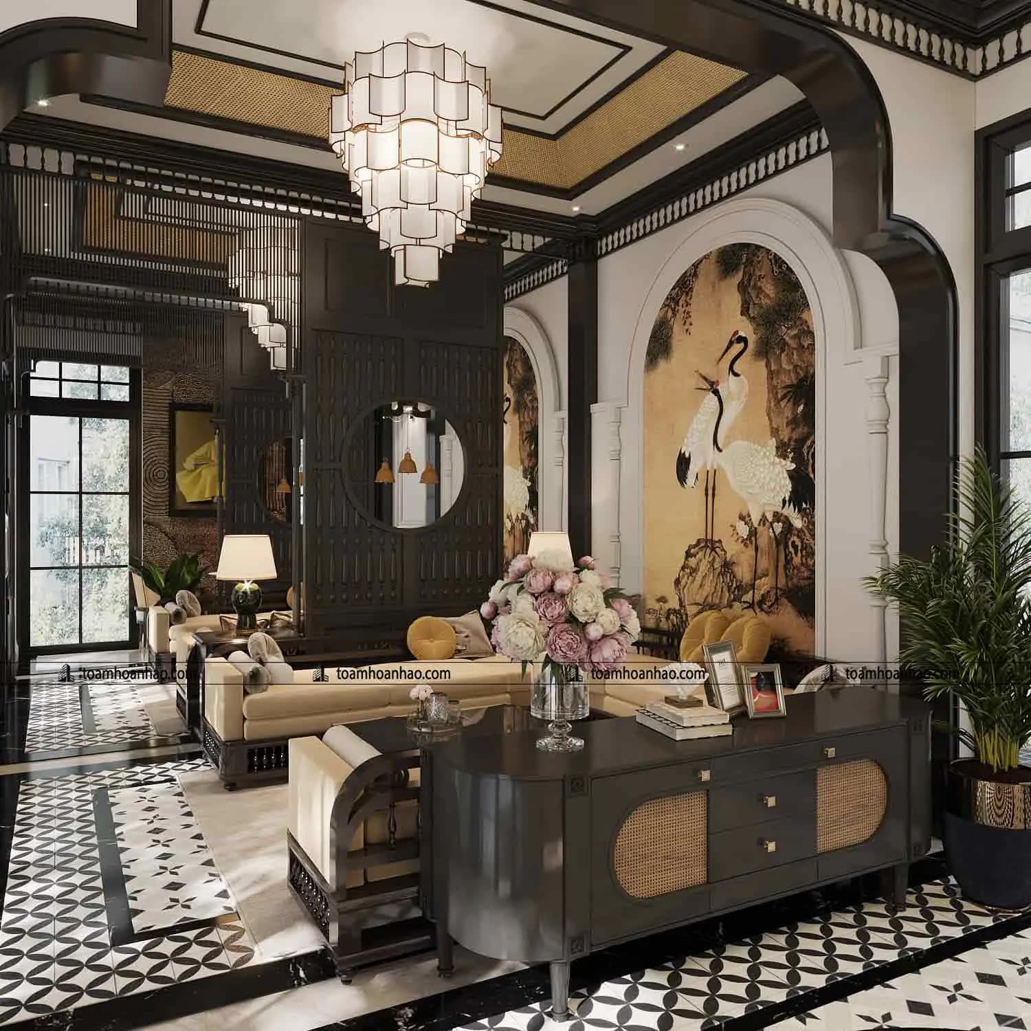 Phối cảnh 12 – Thiết kế biệt thự đẹp Restaurant & Coffee phong cách Indochine năm 2022