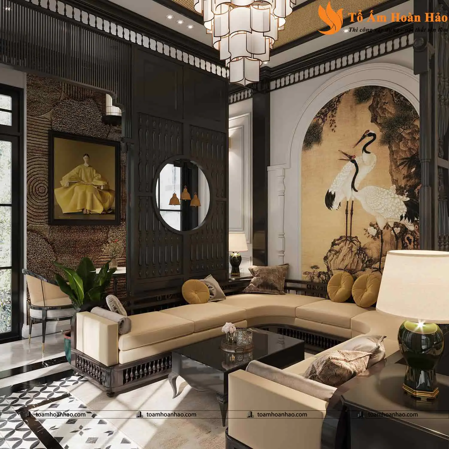 Phối cảnh 16 – Thiết kế biệt thự đẹp Restaurant & Coffee phong cách Indochine năm 2022