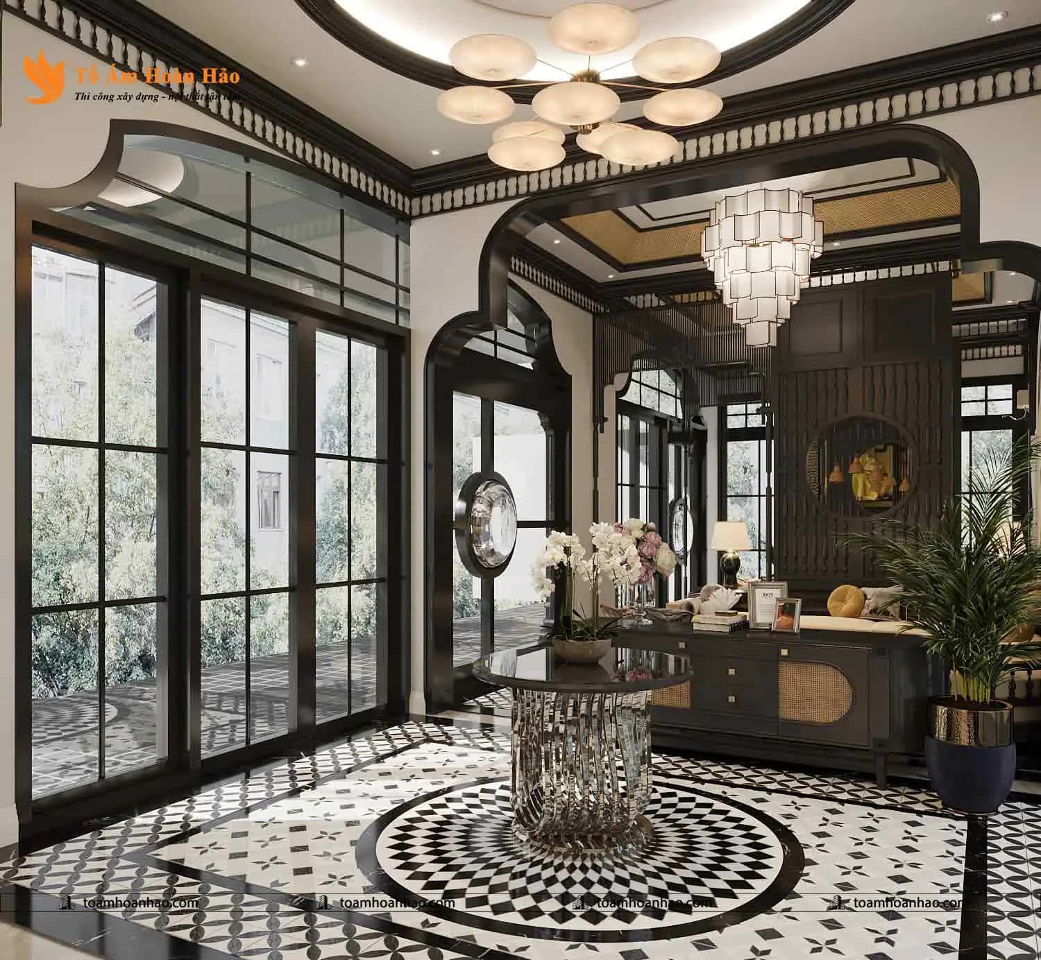 Phối cảnh 21 – Thiết kế biệt thự đẹp Restaurant & Coffee phong cách Indochine năm 2022