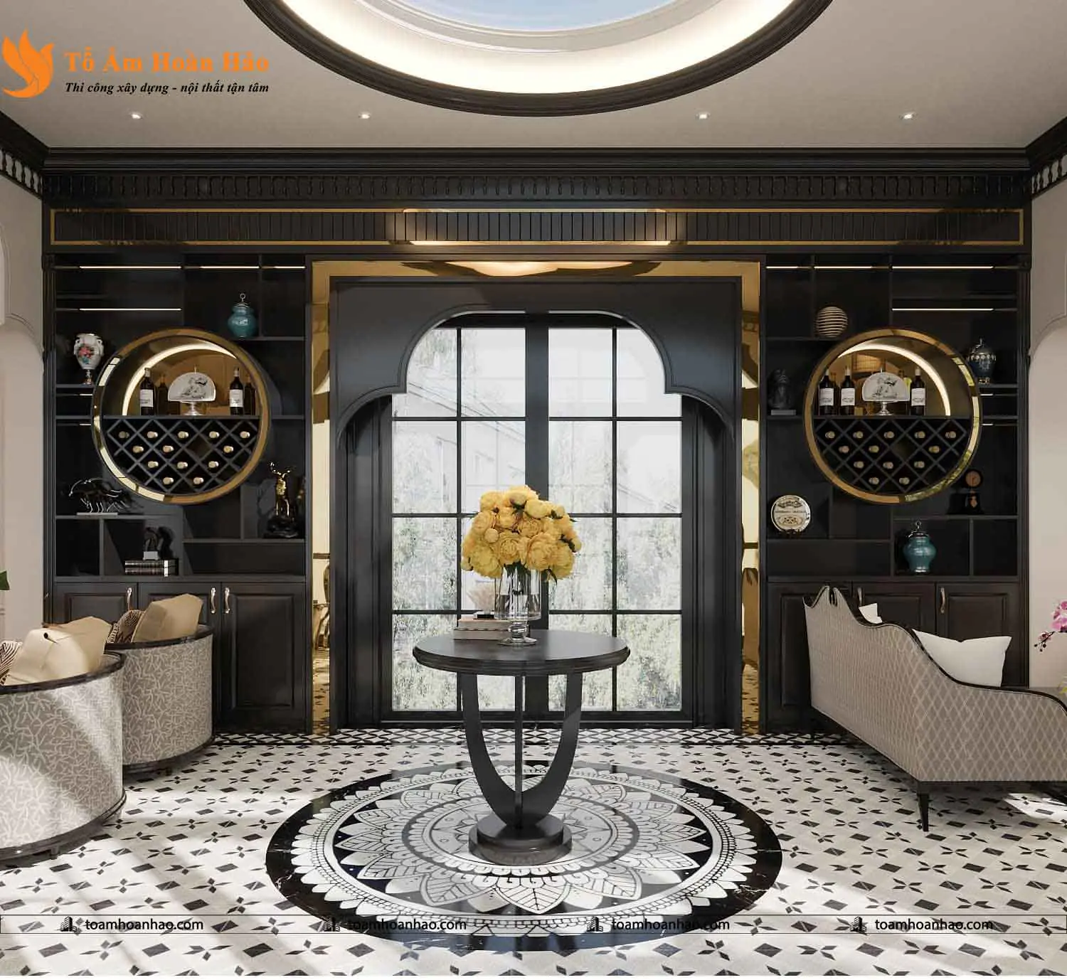 Phối cảnh 22 – Thiết kế biệt thự đẹp Restaurant & Coffee phong cách Indochine năm 2022