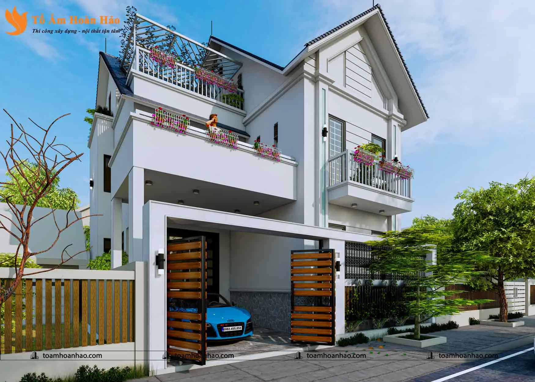 Phối cảnh 03 – THIẾT KẾ BIỆT THỰ ĐẸP MÁI THÁI 2 TẦNG