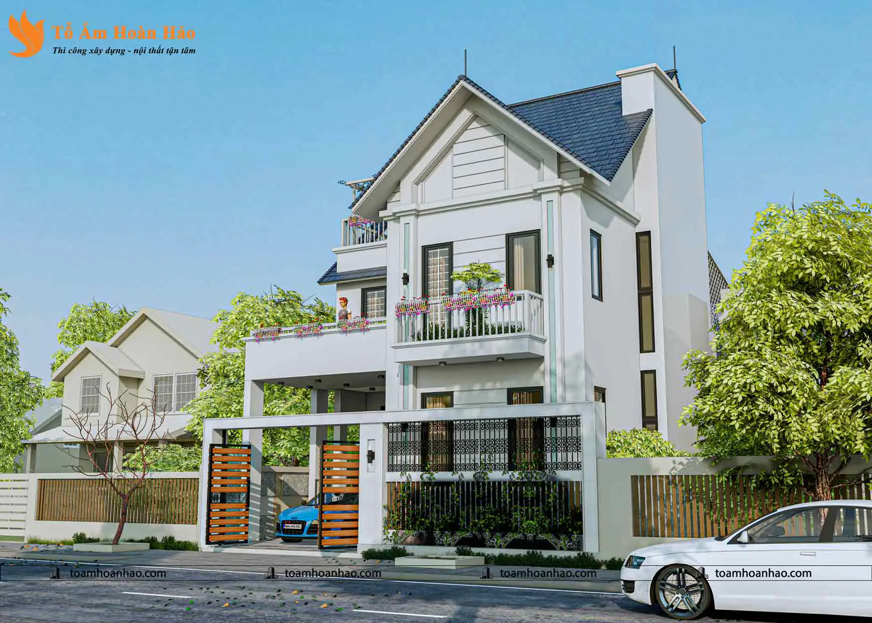 Phối cảnh 04 – THIẾT KẾ BIỆT THỰ ĐẸP MÁI THÁI 2 TẦNG