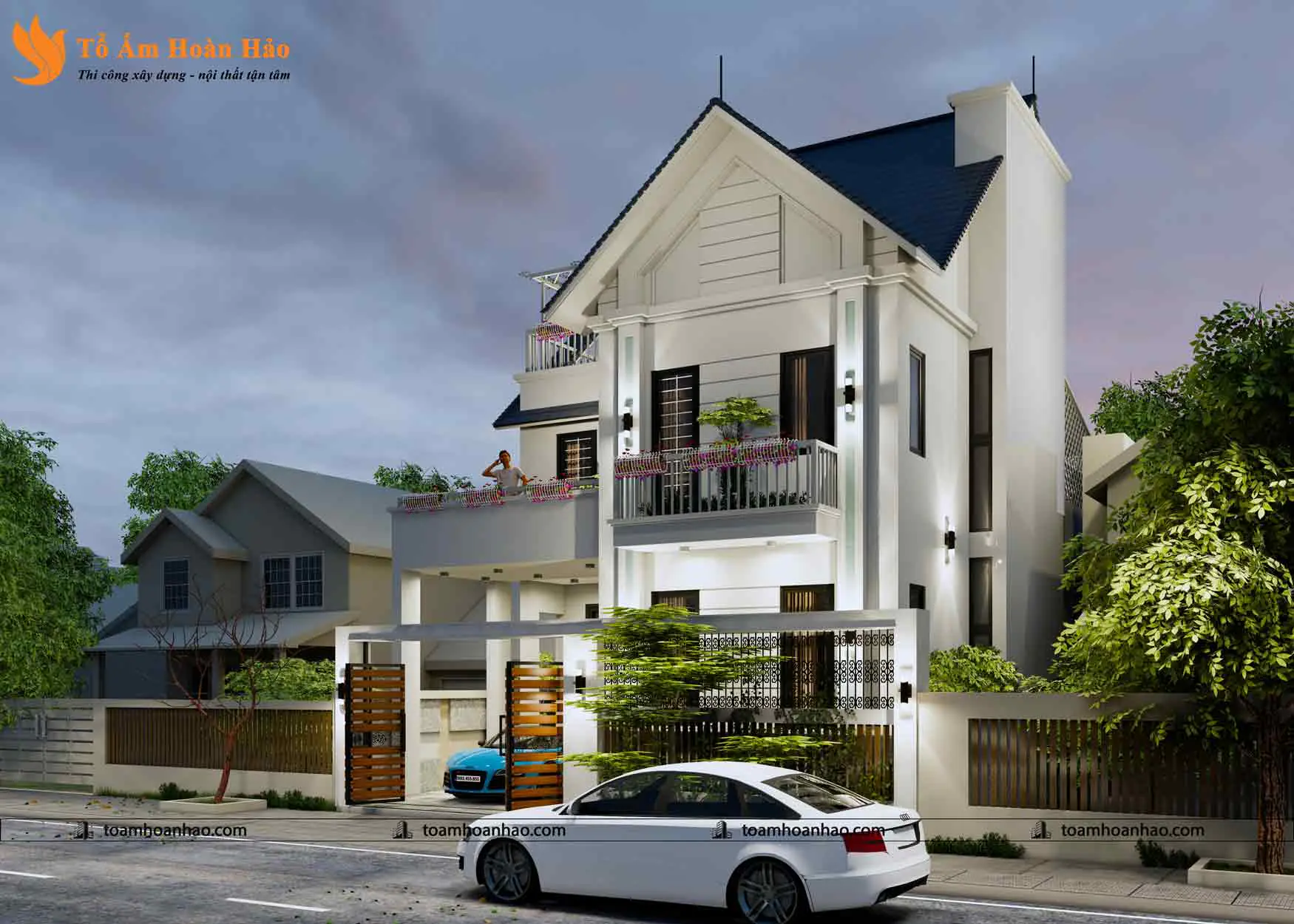 Phối cảnh 08 – THIẾT KẾ BIỆT THỰ ĐẸP MÁI THÁI 2 TẦNG