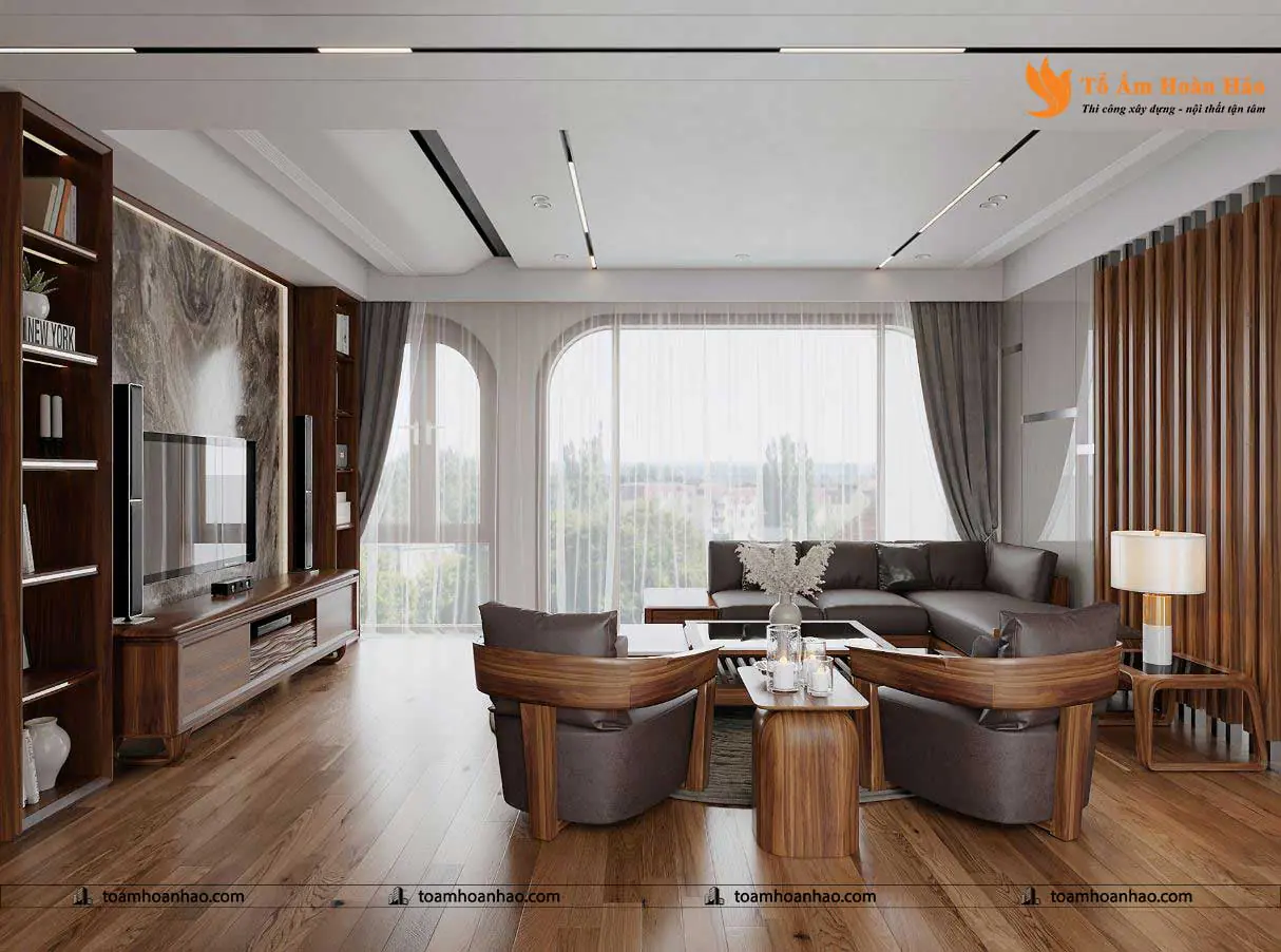 Phối cảnh 11 – THIẾT KẾ BIỆT THỰ ĐẸP 3 TẦNG- NỘI THẤT GỖ ÓC CHÓ TÂN CỔ ĐIỂN SANG TRỌNG