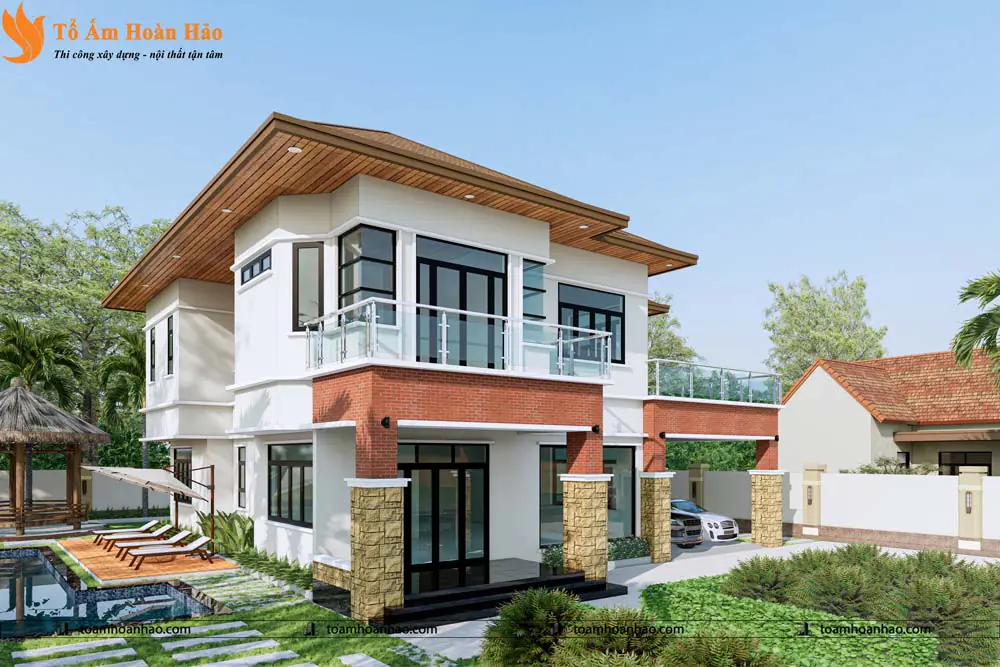 Phối cảnh 03 – THIẾT KẾ BIỆT THỰ NHÀ VƯỜN 2 TẦNG MÁI NHẬT
