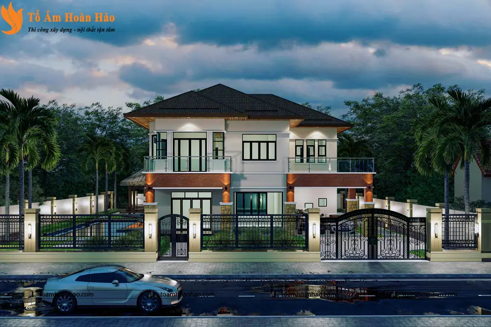 Phối cảnh 07 – THIẾT KẾ BIỆT THỰ NHÀ VƯỜN 2 TẦNG MÁI NHẬT