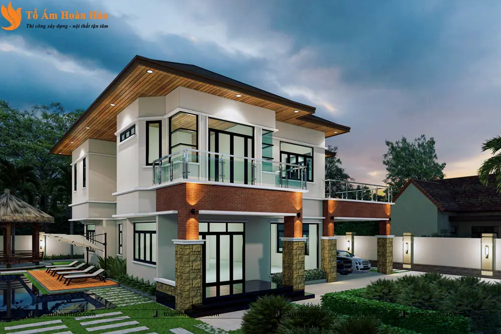 Phối cảnh 08 – THIẾT KẾ BIỆT THỰ NHÀ VƯỜN 2 TẦNG MÁI NHẬT