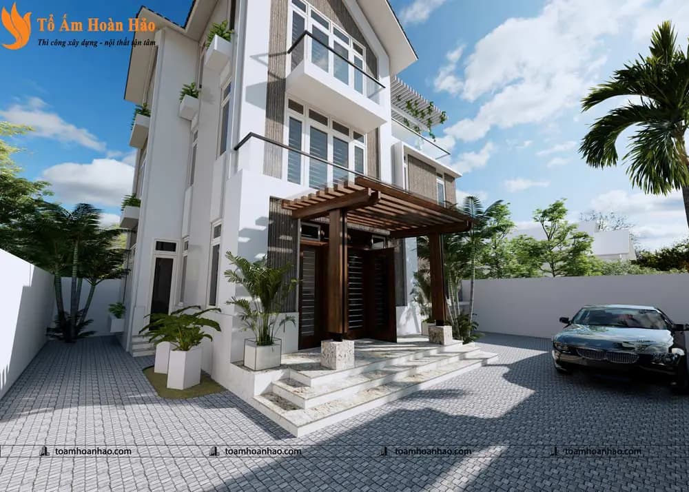 Phối cảnh 04 – THIẾT KẾ KIẾN TRÚC NHÀ PHỐ MÁI THÁI 3 TẦNG HIỆN ĐẠI-TP. HỒ CHÍ MINH VỚI DIỆN TÍCH 8M x 16M