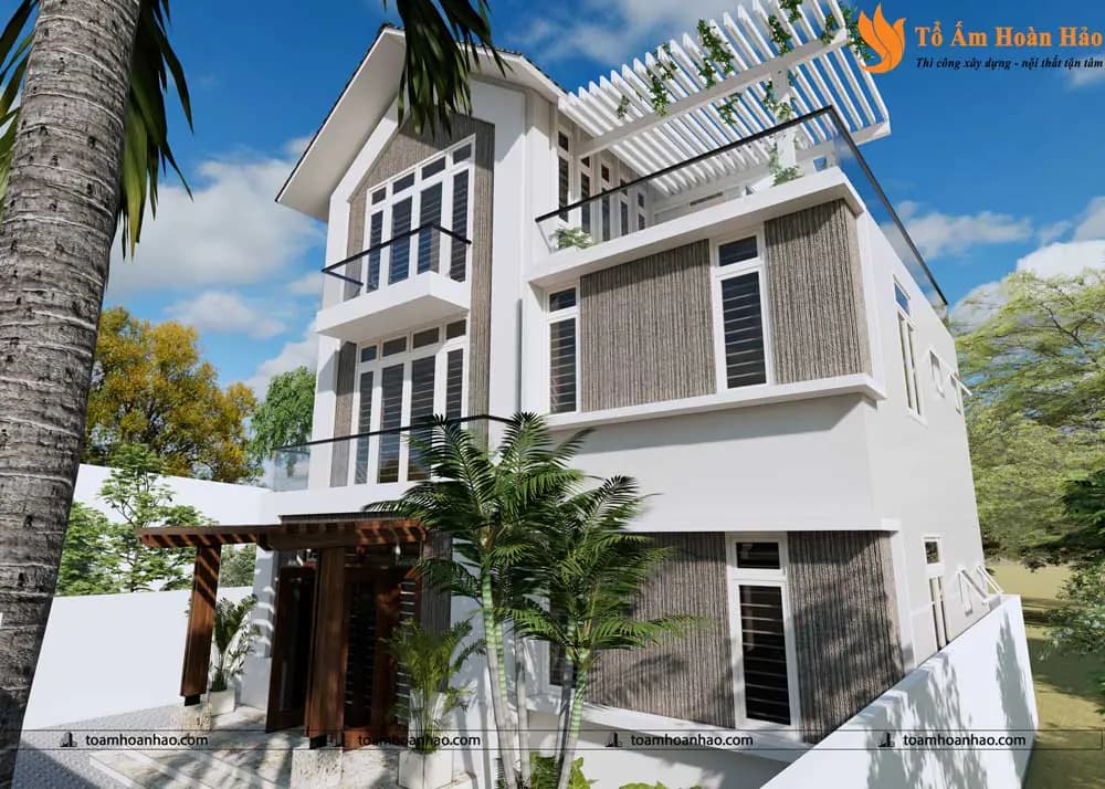 Phối cảnh 05 – THIẾT KẾ KIẾN TRÚC NHÀ PHỐ MÁI THÁI 3 TẦNG HIỆN ĐẠI-TP. HỒ CHÍ MINH VỚI DIỆN TÍCH 8M x 16M