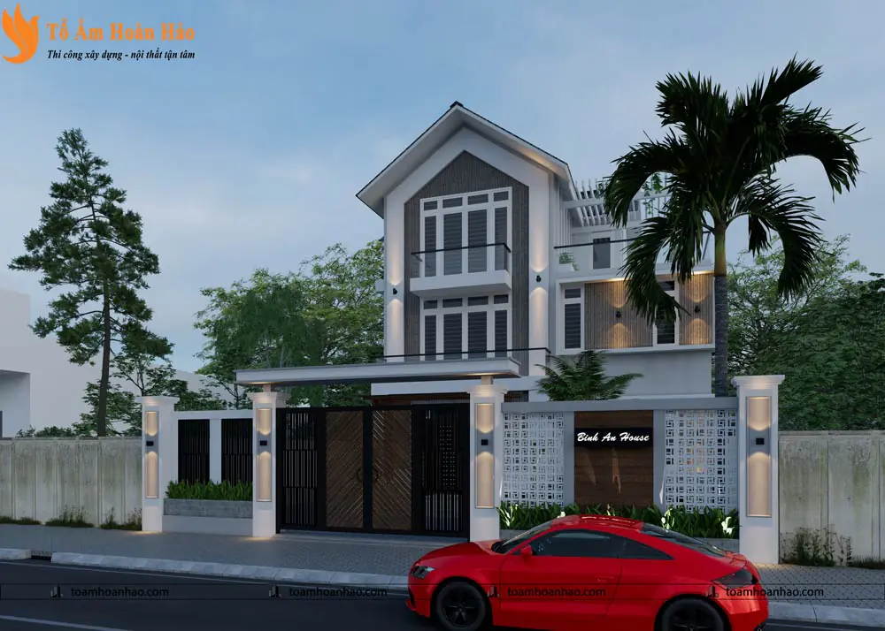 Phối cảnh 07 – THIẾT KẾ KIẾN TRÚC NHÀ PHỐ MÁI THÁI 3 TẦNG HIỆN ĐẠI-TP. HỒ CHÍ MINH VỚI DIỆN TÍCH 8M x 16M