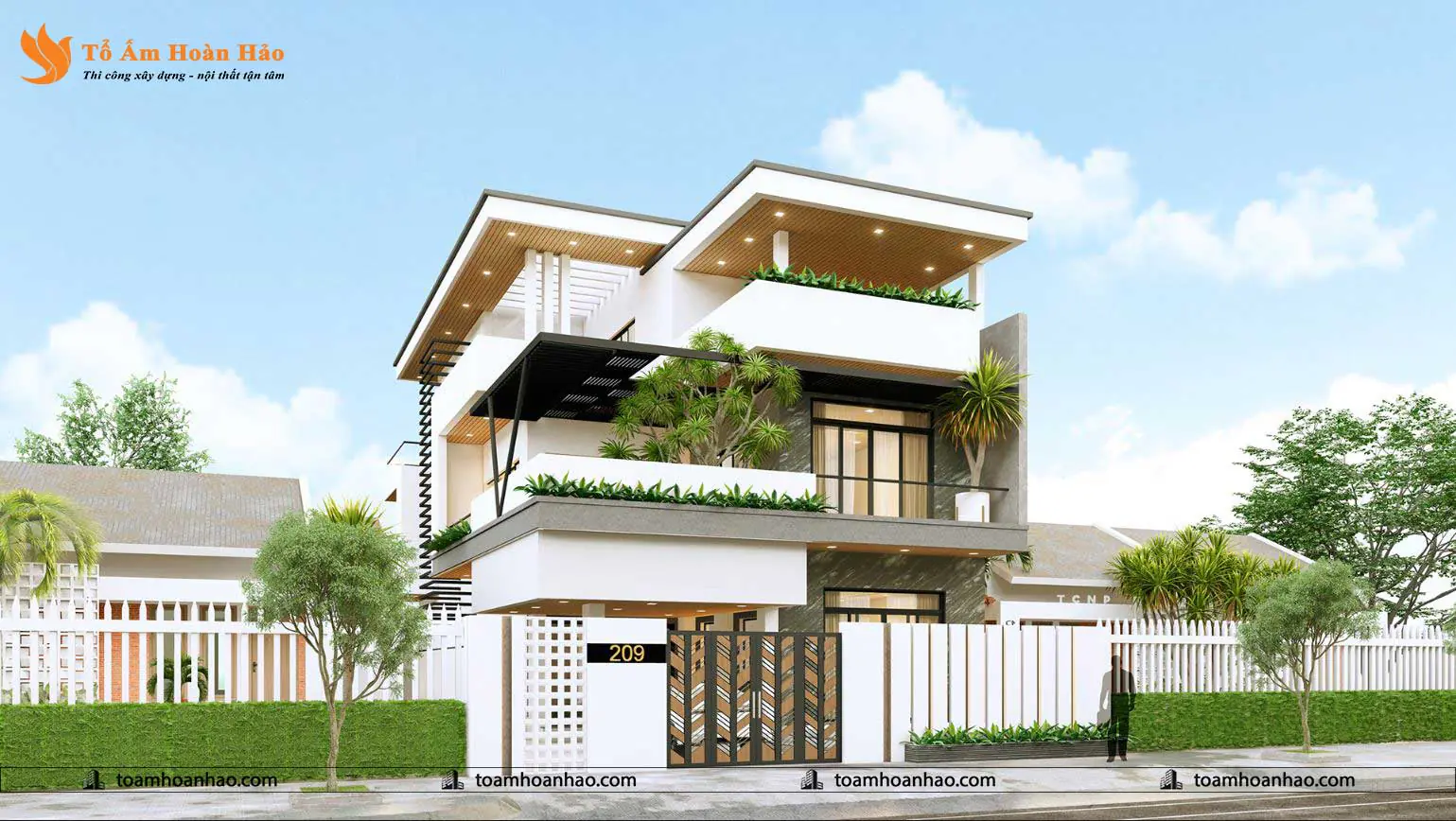 Phối cảnh 02 – THIẾT KẾ NHÀ PHỐ, BIỆT THỰ – THÀNH PHỐ HỒ CHÍ MINH 12Mx27.5M, HIỆN ĐẠI 3 TẦNG ĐẸP