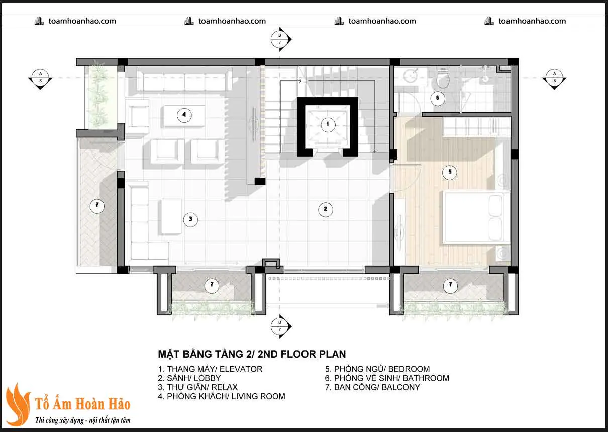 Phối cảnh 05 – THI CÔNG THIẾT KẾ NHÀ PHỐ – THÀNH PHỐ HỒ CHÍ MINH 6.3Mx11.72M, 5 TẦNG HIỆN ĐẠI