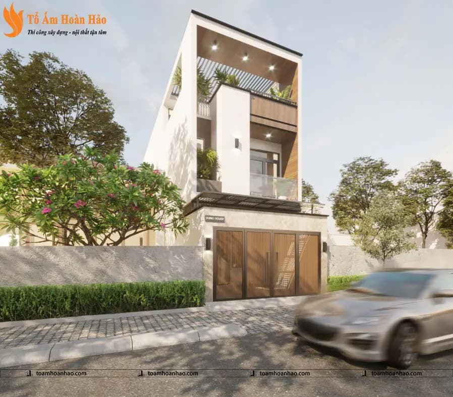 Phối cảnh 03 – THIẾT KẾ NHÀ PHỐ 3 TẦNG HIỆN ĐẠI – BÌNH DƯƠNG VỚI DIỆN TÍCH 5Mx15M