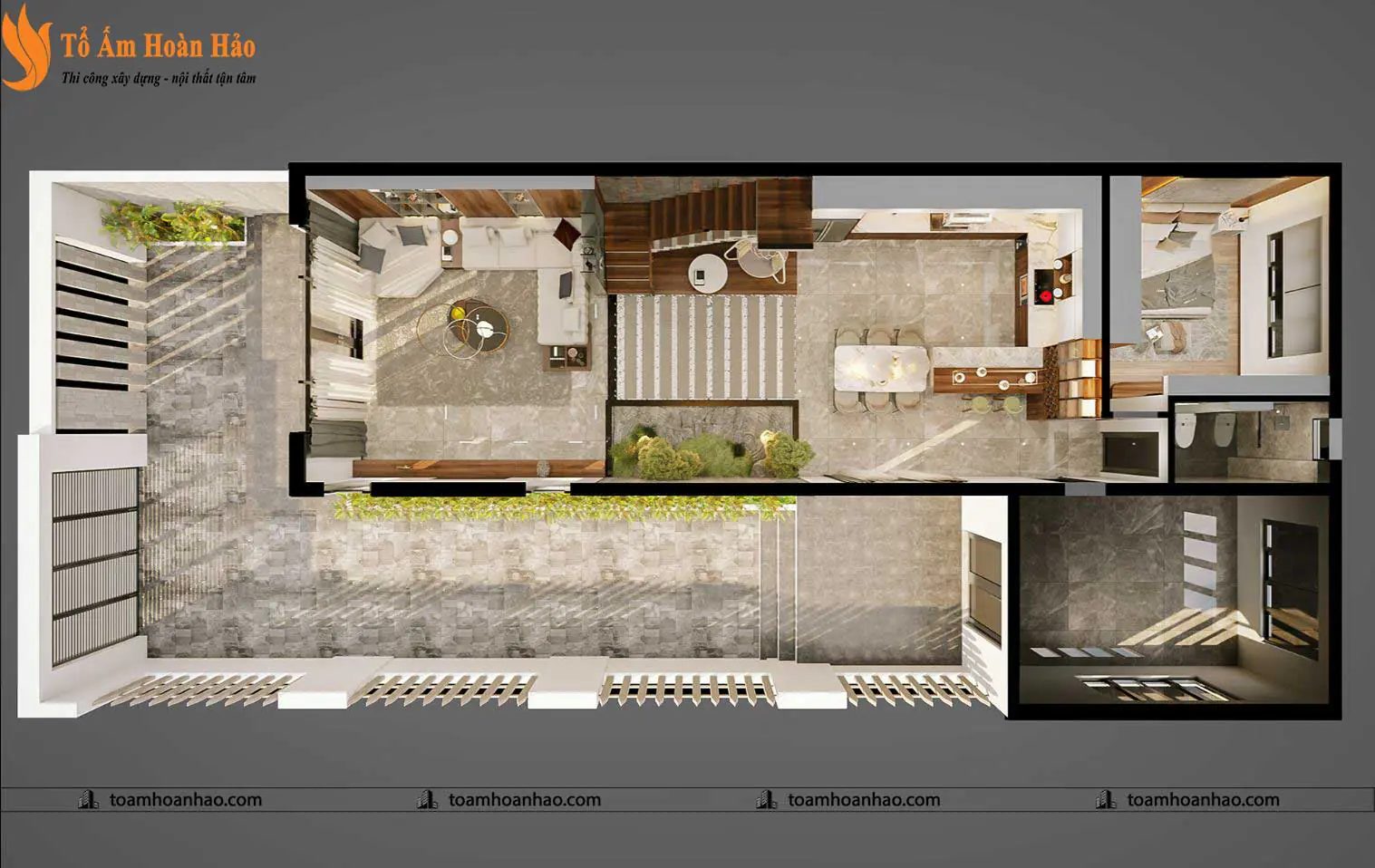Phối cảnh 04 – THIẾT KẾ NHÀ PHỐ, BIỆT THỰ 3 TẦNG – TP. HỒ CHÍ MINH 5mX15m KHIẾN BẠN PHẢI NGỠ NGÀNG