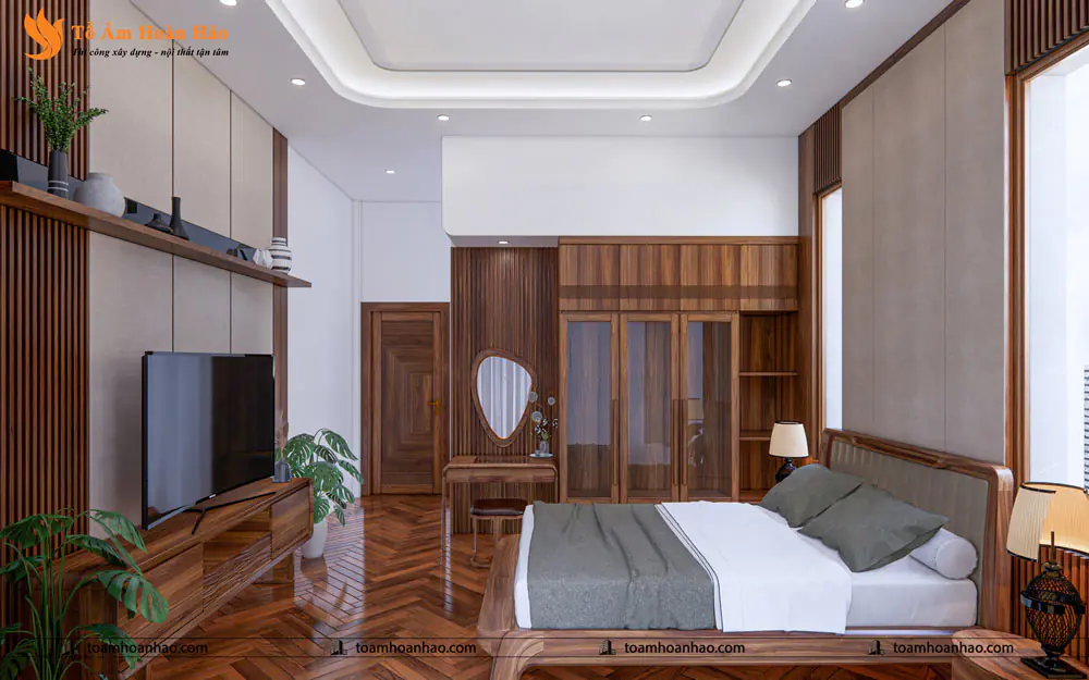 Phối cảnh 14 – THIẾT KẾ NỘI THẤT GỖ ÓC CHÓ VILLA 1500m2 – HÀ NỘI, SANG TRỌNG VÀ ĐẲNG CẤP