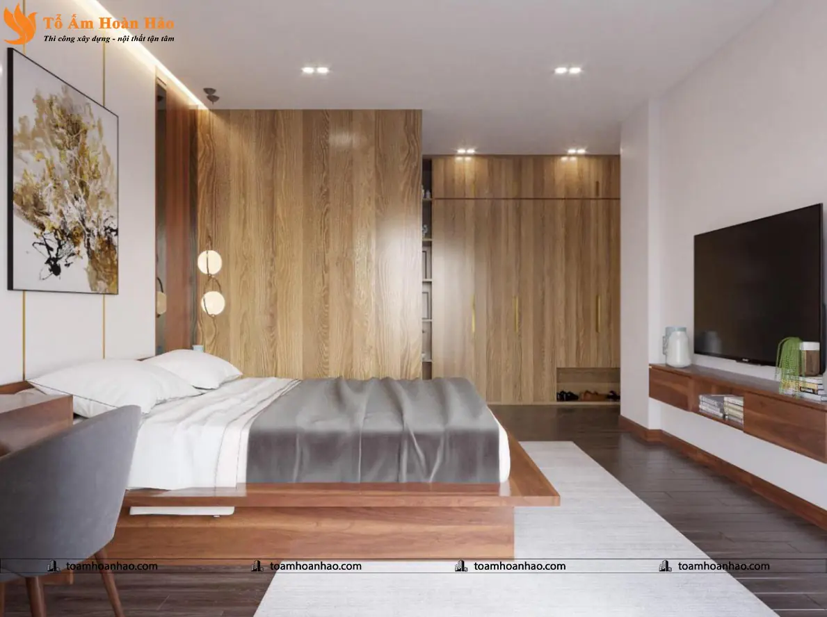 Phối cảnh 19 – THIẾT KẾ NỘI THẤT GỖ ÓC CHÓ VILLA 1500m2 – HÀ NỘI, SANG TRỌNG VÀ ĐẲNG CẤP