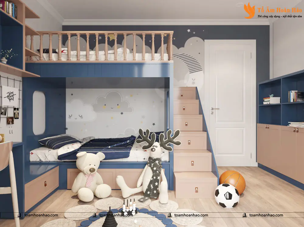 Phối cảnh 02 – 10+ MẪU THIẾT KẾ NỘI THẤT GIƯỜNG TẦNG DÀNH CHO PHÒNG NGỦ TRẺ EM ĐẸP