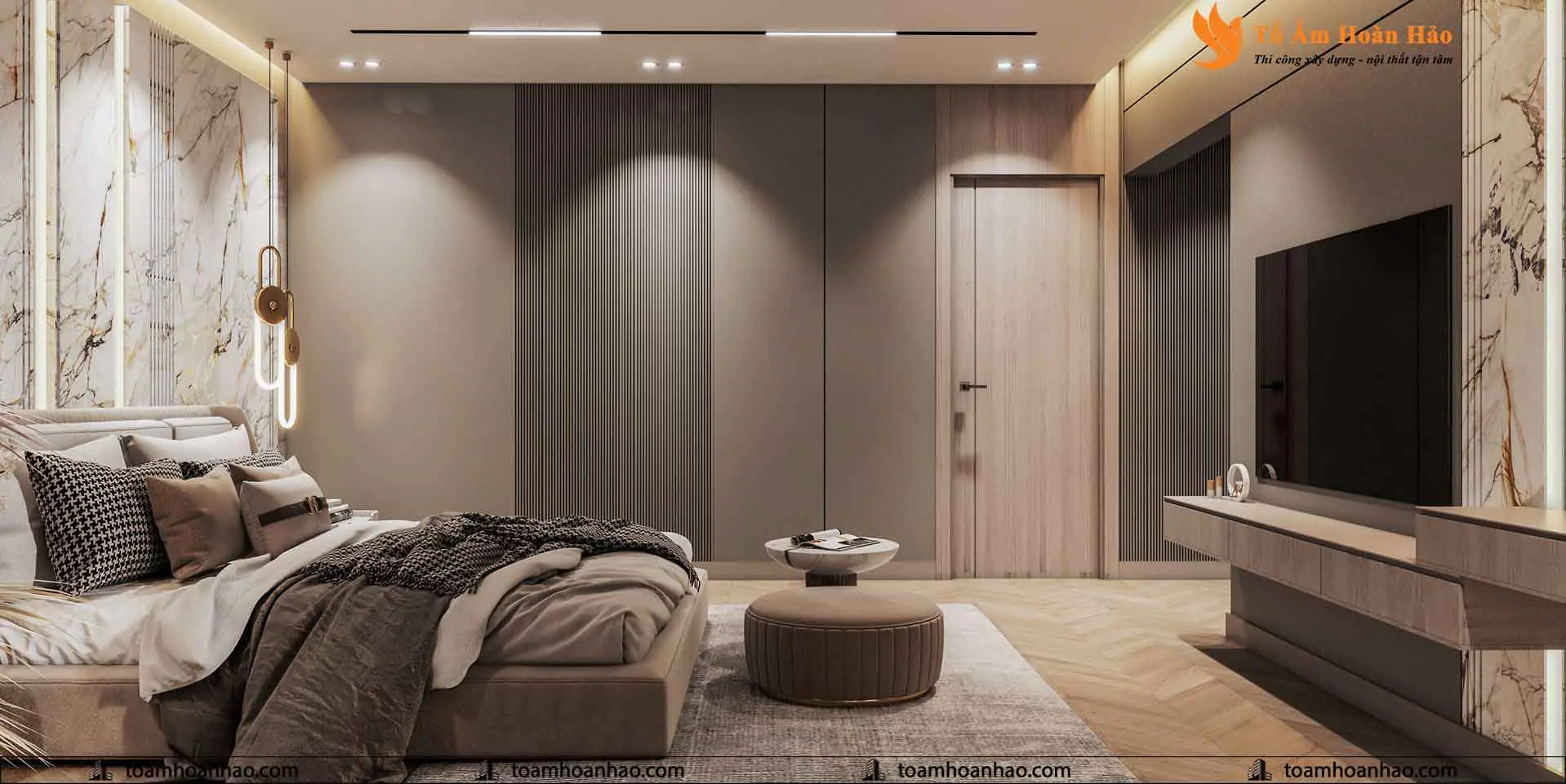 Phối cảnh 07 – Thiết kế nội thất Penthouse 3 phòng ngủ, 150m2 sang trọng và đẳng cấp
