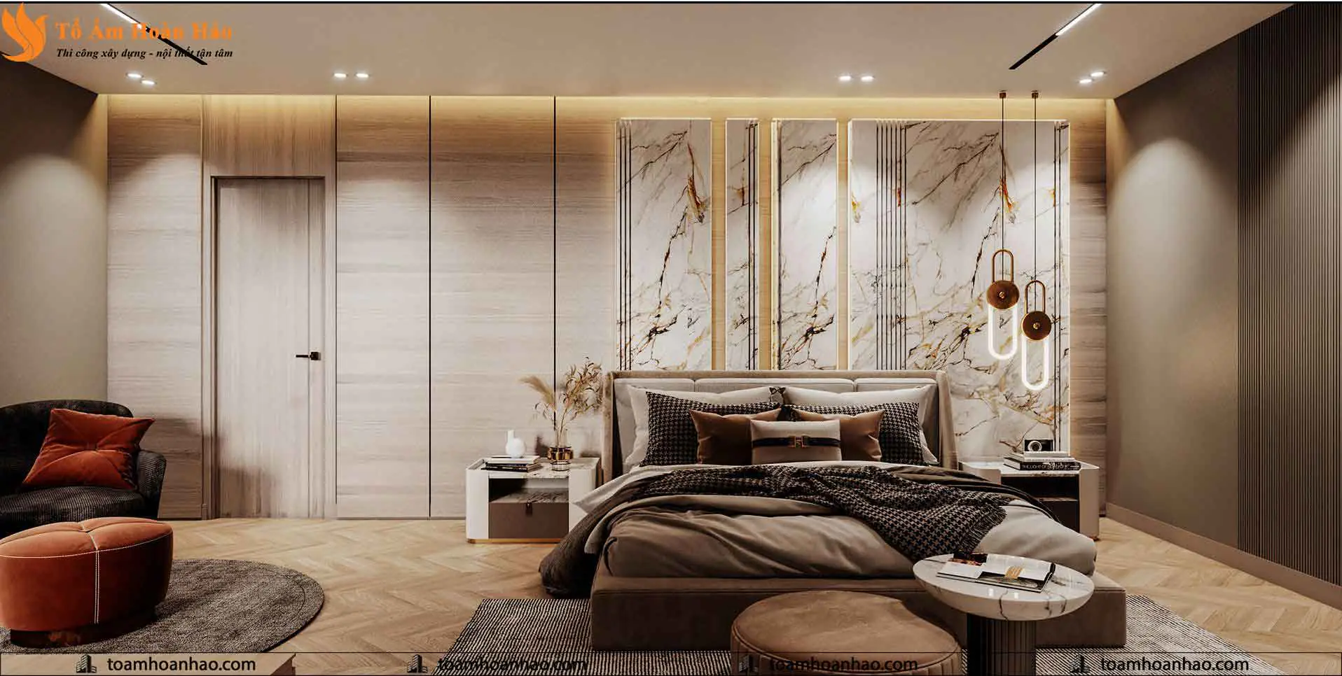 Phối cảnh 08 – Thiết kế nội thất Penthouse 3 phòng ngủ, 150m2 sang trọng và đẳng cấp