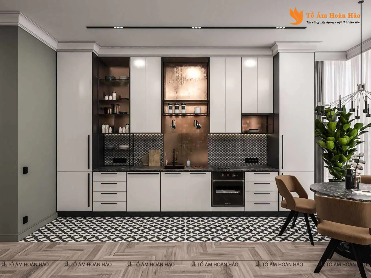 Phối cảnh 04 – MẪU THIẾT KẾ BẾP CHUNG CƯ ĐẸP TỐI ƯU DIỆN TÍCH
