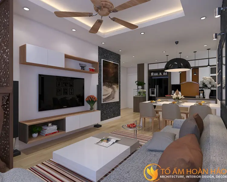 Phong cách thiết kế – Dự án Chị Hiền – Phòng khách & Phòng bếp – Chung cư The One – Khu đô thị Gamuda